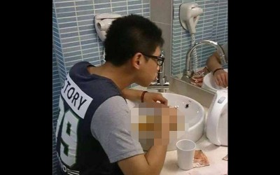 天兵男學生在飯店浴室裡做的事「被網友罵腦子有大洞」，看到洗手台的畫面大家都噁爆想吐了