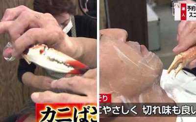 日本專業理髮師竟然用「蟹腳」幫客人剪髮刮鬍子  他一說出背後的理由大家都大為讚賞啊
