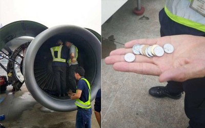 強國老婦為了祈福「竟然把硬幣扔進飛機引擎」，接著造成的後果讓旅客都怒炸了  ：你以為這是許願池
