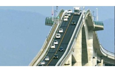 這座日本大橋堪比「雲霄飛車」根本超陡  但上橋後的「一線天美景」映入眼簾...