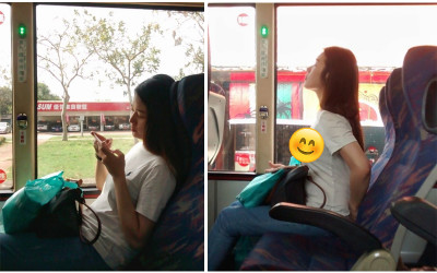 搭公車巧遇美景...隔壁白T妹伸懶腰「圓滾滾的形狀」讓人瞬間全醒了！