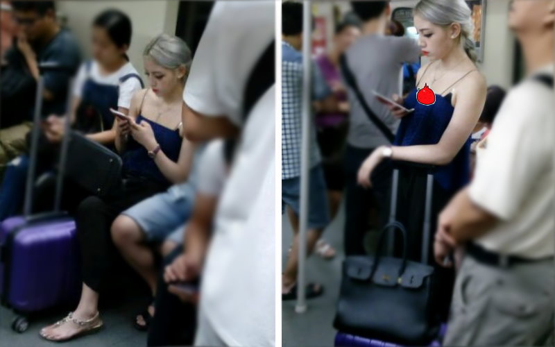 地鐵上遇混血正妹「低胸露雪乳」，網友側拍臉蛋兒跪求鑑定！